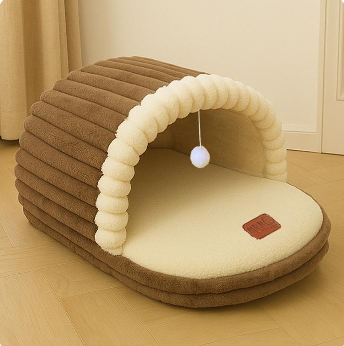 Cave pet nest; Winter warm, anti-slip, small soft and comfortable sleeping bag for dogs and cats