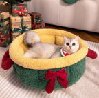 Christmas Limited Edition · Basket-style Pet Bed: Cat and Dog Christmas Bed; Cat Christmas bed A semi-enclosed winter thickened and warm Christmas pet bed for small dogs