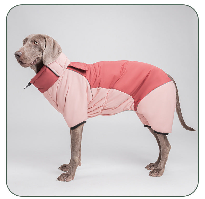 Dog autumn and winter windbreaker and cotton-padded jacket; Windproof, warm and waterproof; High-brightness and highly reflective dog cotton-padded clothing