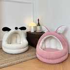 Animal-shaped yurt cat bed A large semi-enclosed dog house for keeping cats warm in winter; Detachable and washable pet bed