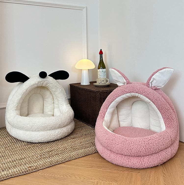 Animal-shaped yurt cat bed A large semi-enclosed dog house for keeping cats warm in winter; Detachable and washable pet bed