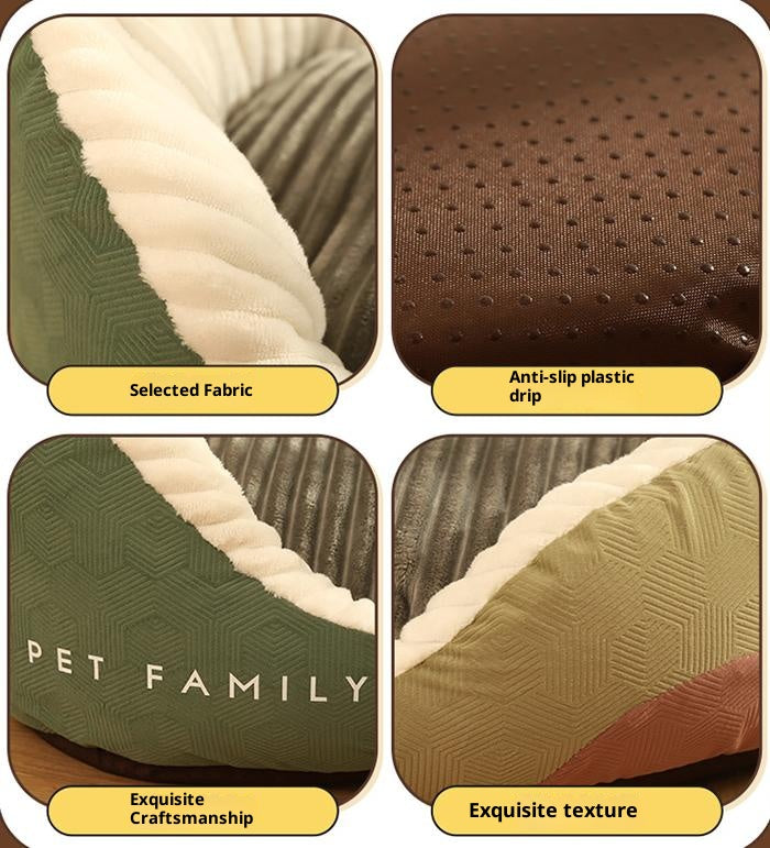 Color-blocking high-backrest dog house; Fully enclosed sofa dog bed cushion; Thick and large doghouse winter Seasonal warm pet bed