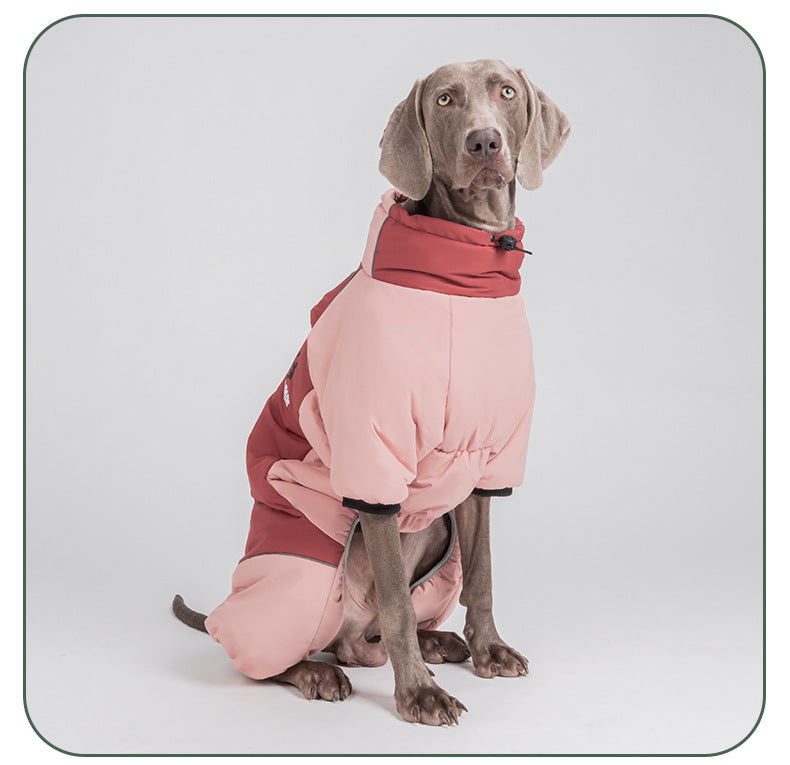 Dog autumn and winter windbreaker and cotton-padded jacket; Windproof, warm and waterproof; High-brightness and highly reflective dog cotton-padded clothing