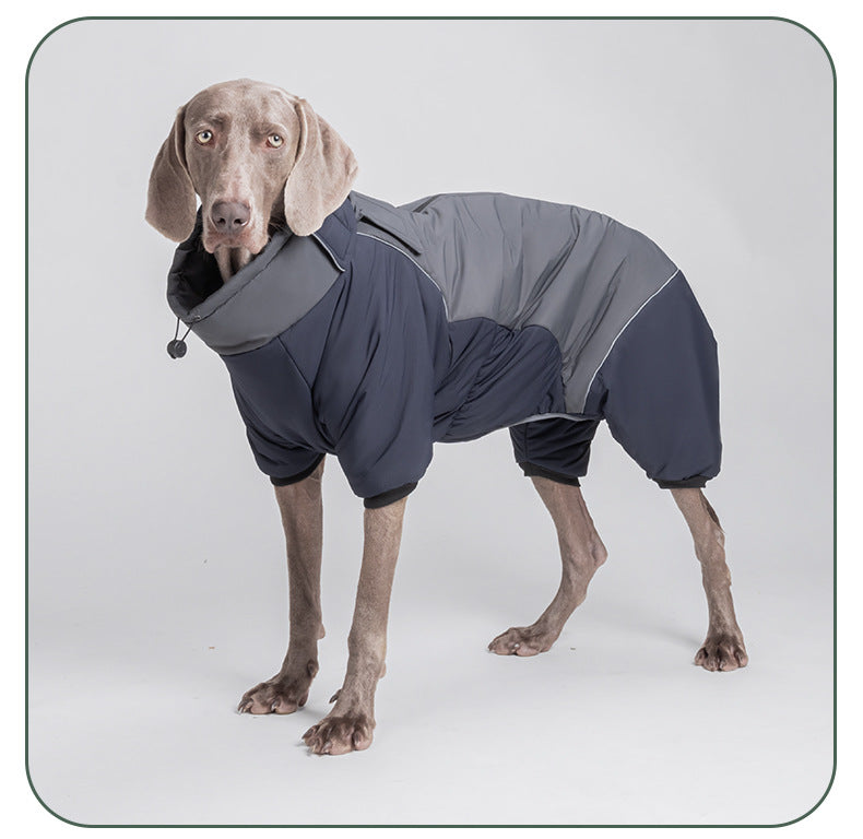 Dog autumn and winter windbreaker and cotton-padded jacket; Windproof, warm and waterproof; High-brightness and highly reflective dog cotton-padded clothing