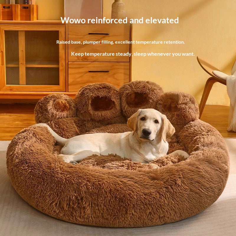Bear palm-shaped pet bed; A warm dog bed for medium and large-sized dogs in winter. Fleece sofa sleeping pad All-season pet supplies