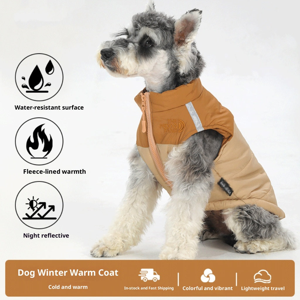 Waterproof reflective pet clothing for autumn and winter ; Dog cotton-padded clothes can pull large dog clothes. Pet clothing