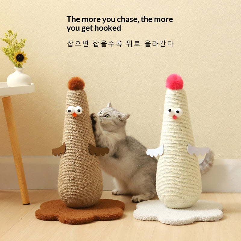Chicken-shaped sisal claw grinding column, vertical scratch-resistant and non-flaking hemp rope column with grab board. Self-entertaining and boring cat climbing frame Pet supplies