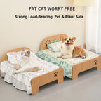 All-season wooden bed for pets; Cute Corgi cat bed sheet; Special moisture-proof design for wooden boards