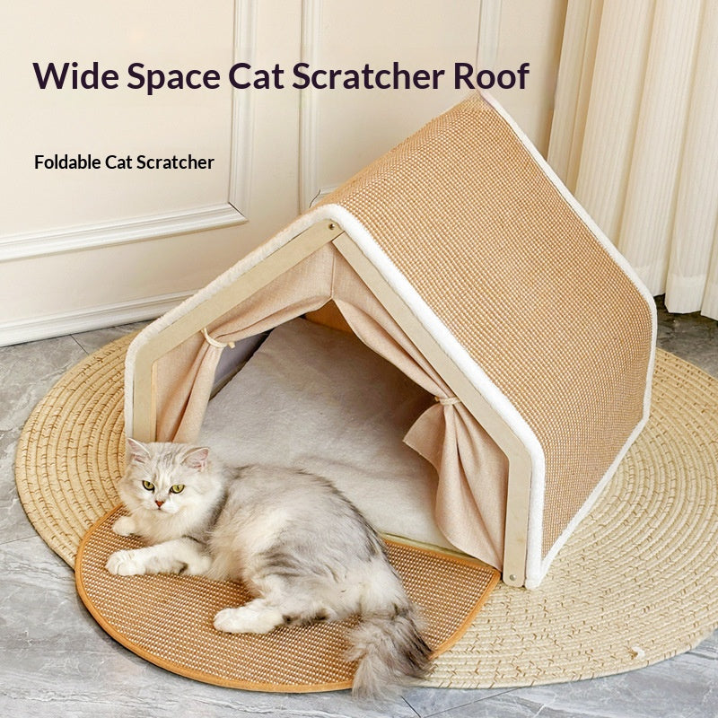 Tent cat scratcher cat bed Four-season Universal Cat Villa Cat House Semi-enclosed cat scratch board, non-shedding sisal cat tent