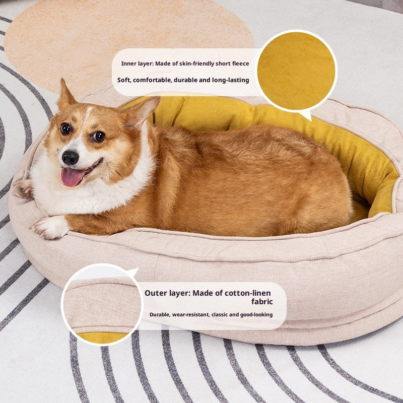 Oval doughnut pet bed It can be disassembled and washed for medium and large dog beds. Deep sleep four-season dog bed Winter warm dog bed