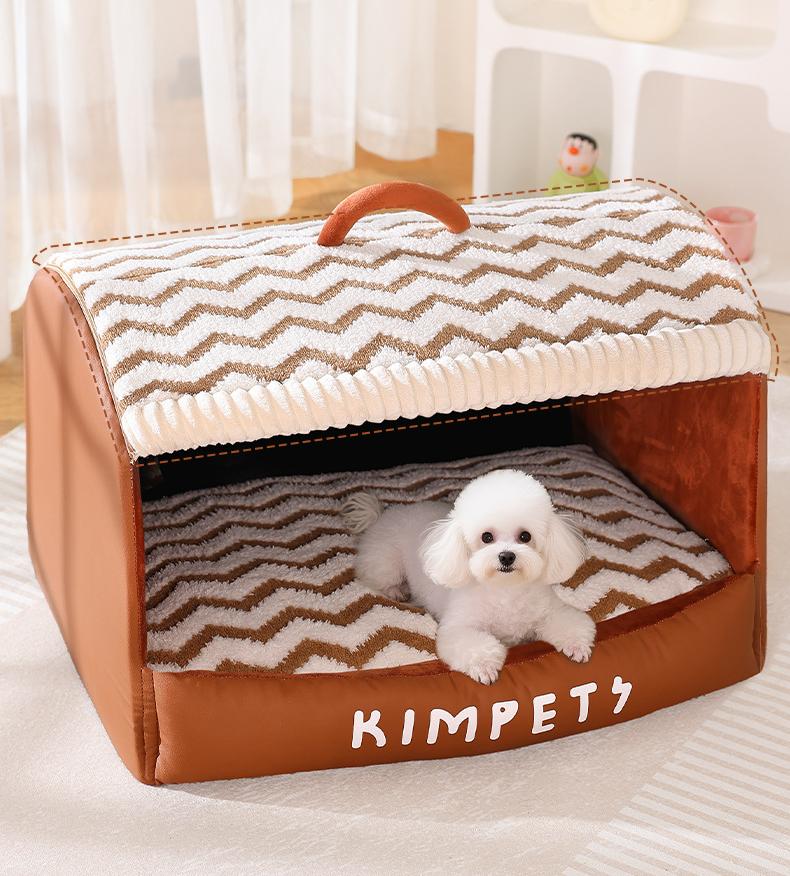 Drawer-style dog kennel Add velvet in winter for warmth. Semi-enclosed large-space cat bed; Textured leather dog bed; Suitable for all seasons