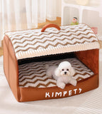 Drawer-style dog kennel Add velvet in winter for warmth. Semi-enclosed large-space cat bed; Textured leather dog bed; Suitable for all seasons