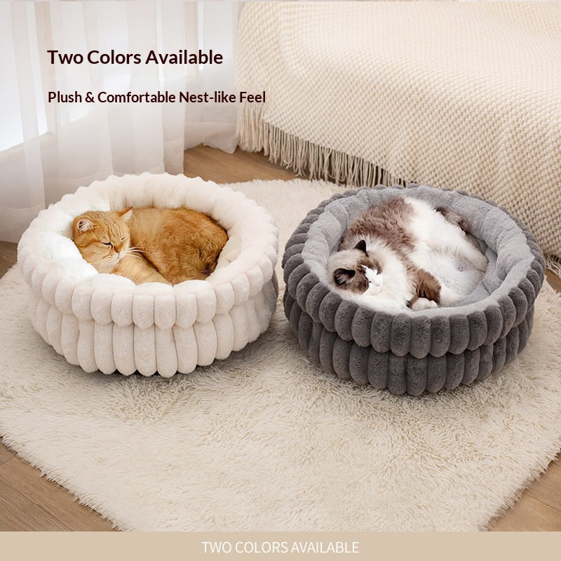 Cloud Three-dimensional Pet Round Bed: Thickened large dog mat for pet beds; Moisture-proof and warm dog bed A small round dog and cat bed