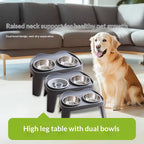 Dogs eat bowls and basins. Large dog cervical protection pet slow food bowl; Stainless steel rice bowl with high legs