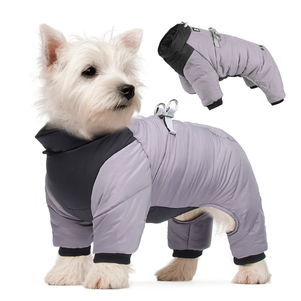 Dog reflective waterproof down jacket Thickened down jackets for puppies in autumn and winter; Winter pet four-legged cotton-padded jacket