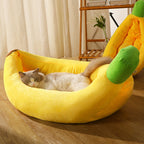 Banana boat-shaped pet bed; Wholesale detachable and washable all-season pet beds for dogs. Warm cat bed