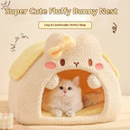 Rabbit-shaped plush pet bed; Winter warm closed cat sleeping bag; A safe bed for cats to sleep in during winter.Small dogs are available.
