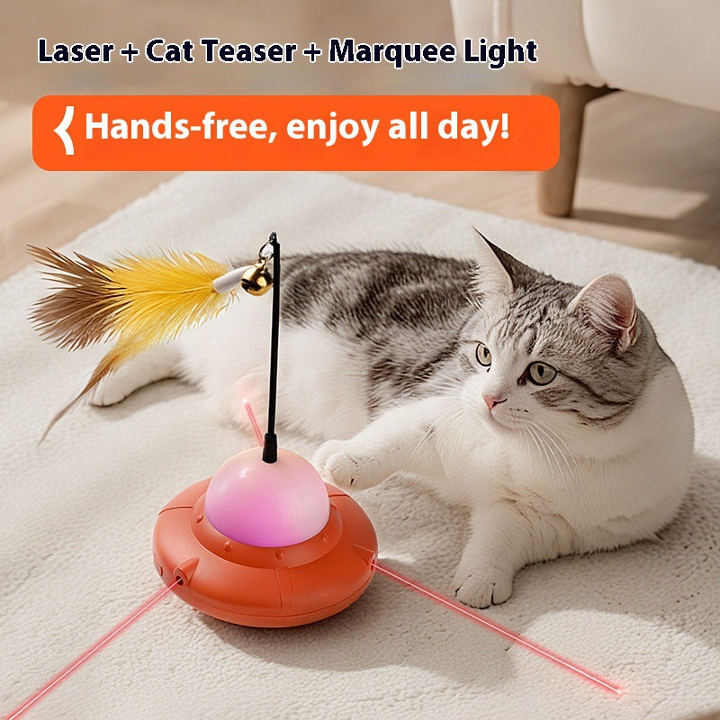 Multi-functional cat toy; Laser + cat teaser two-in-one pet cat toy