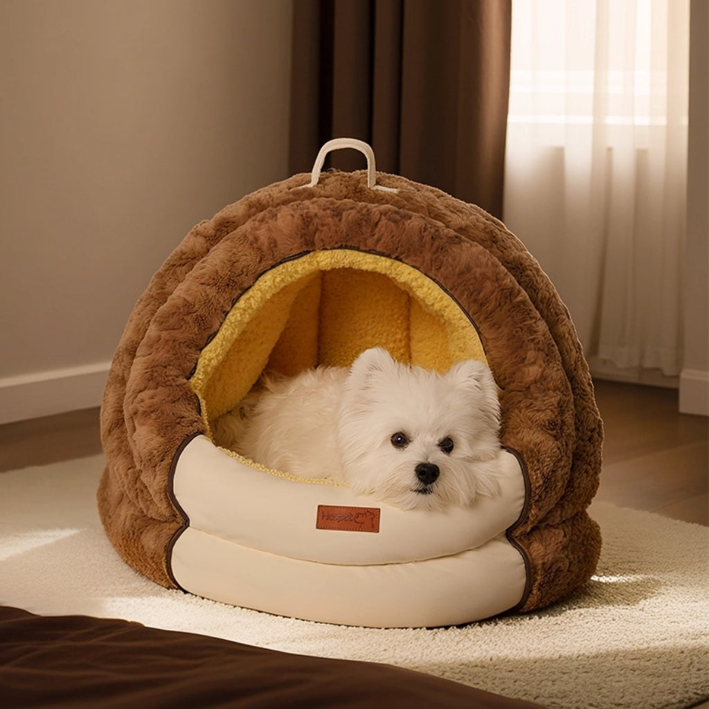 Semi-enclosed cat beds, dog beds; The entire mat is detachable and washable. Thick winter warm beds for cats and dogs