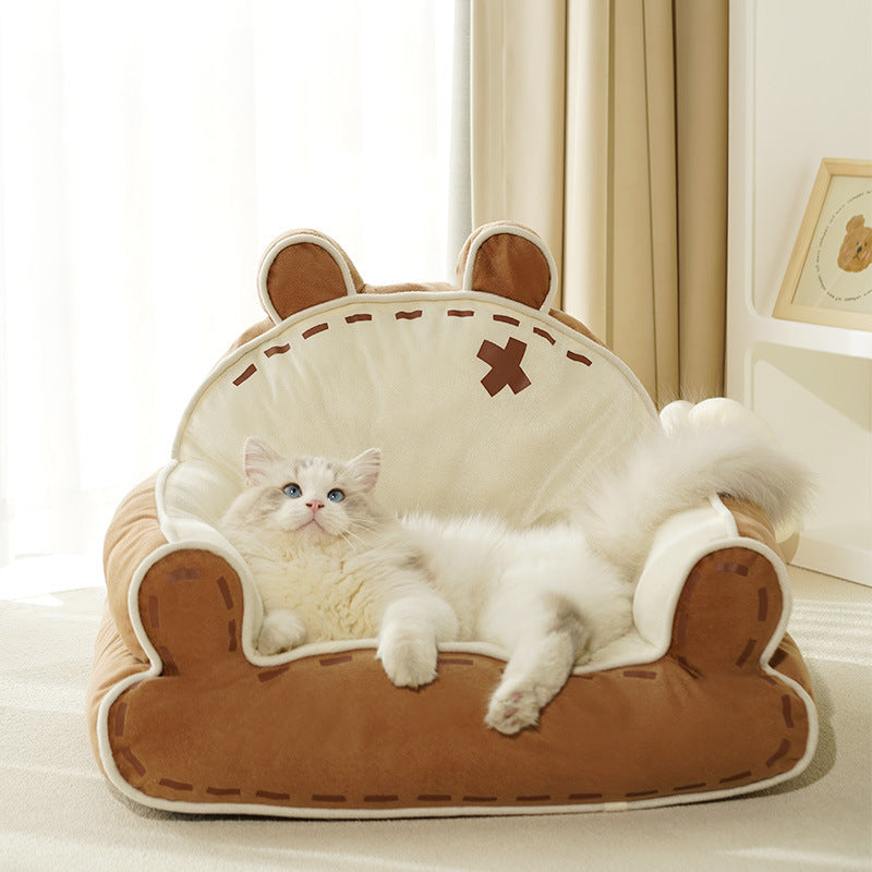 Little Bear pet sofa cat bed Suitable for all seasons; Thickened and warm winter sleeping pad; Cat supplies