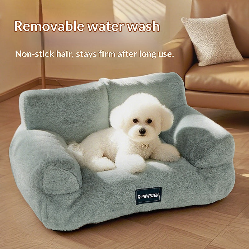 Rabbit fur sofa pet bed: Dog bed, cat bed, warm rabbit fur pet bed; Large detachable pet sofa; Winter dog sofa cat villa