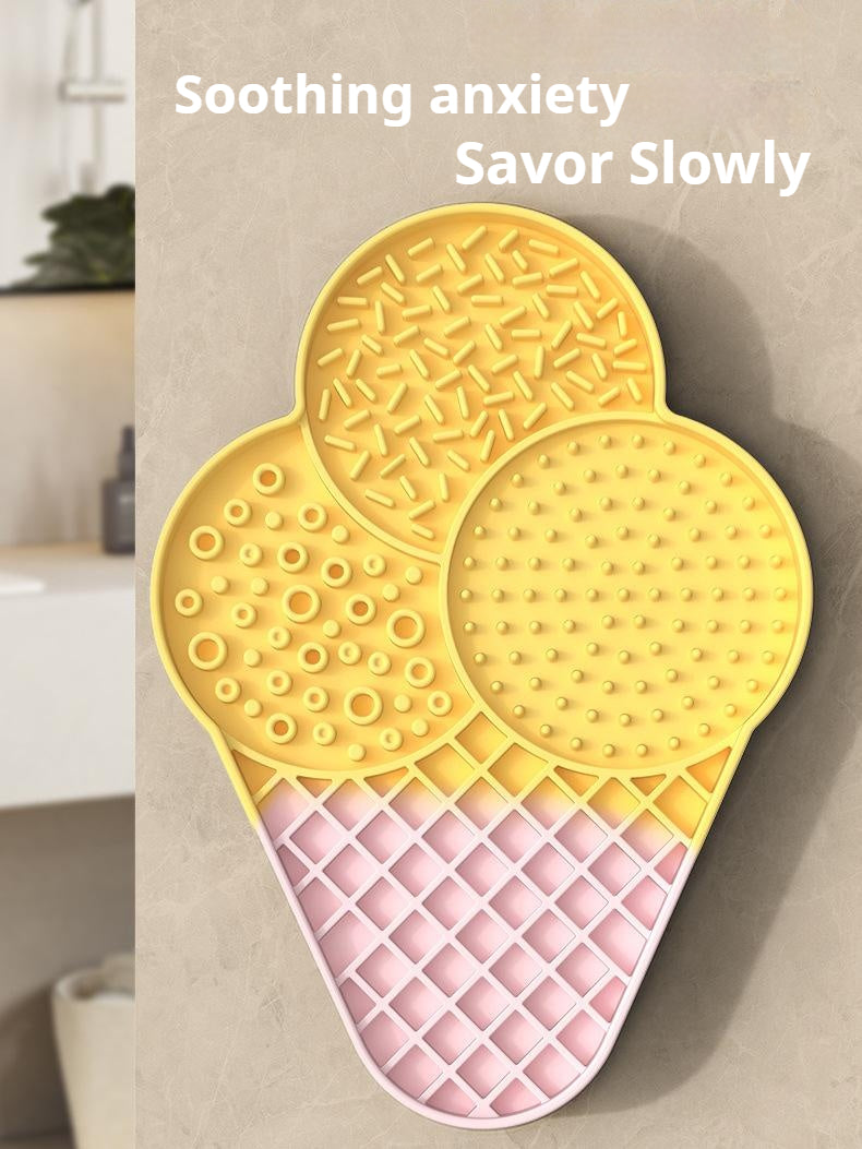 Pet ice cream color-blocked licking mat; Pet bowl silicone licking mat; Slow food mat, smart slow food bowl