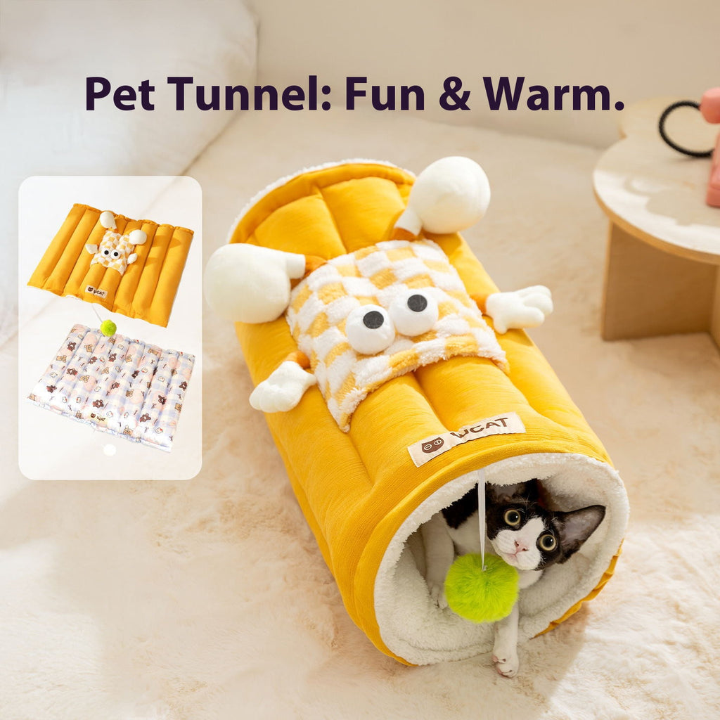 Dual-purpose tunnel mat cat bed cat mat; Play and sleep integrated cat bed Pet supplies