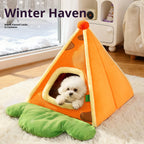 Triangular carrot tent dog shelter Winter closed cat sleeping bags and cat beds; Winter warm pad for dogs to sleep in dog beds