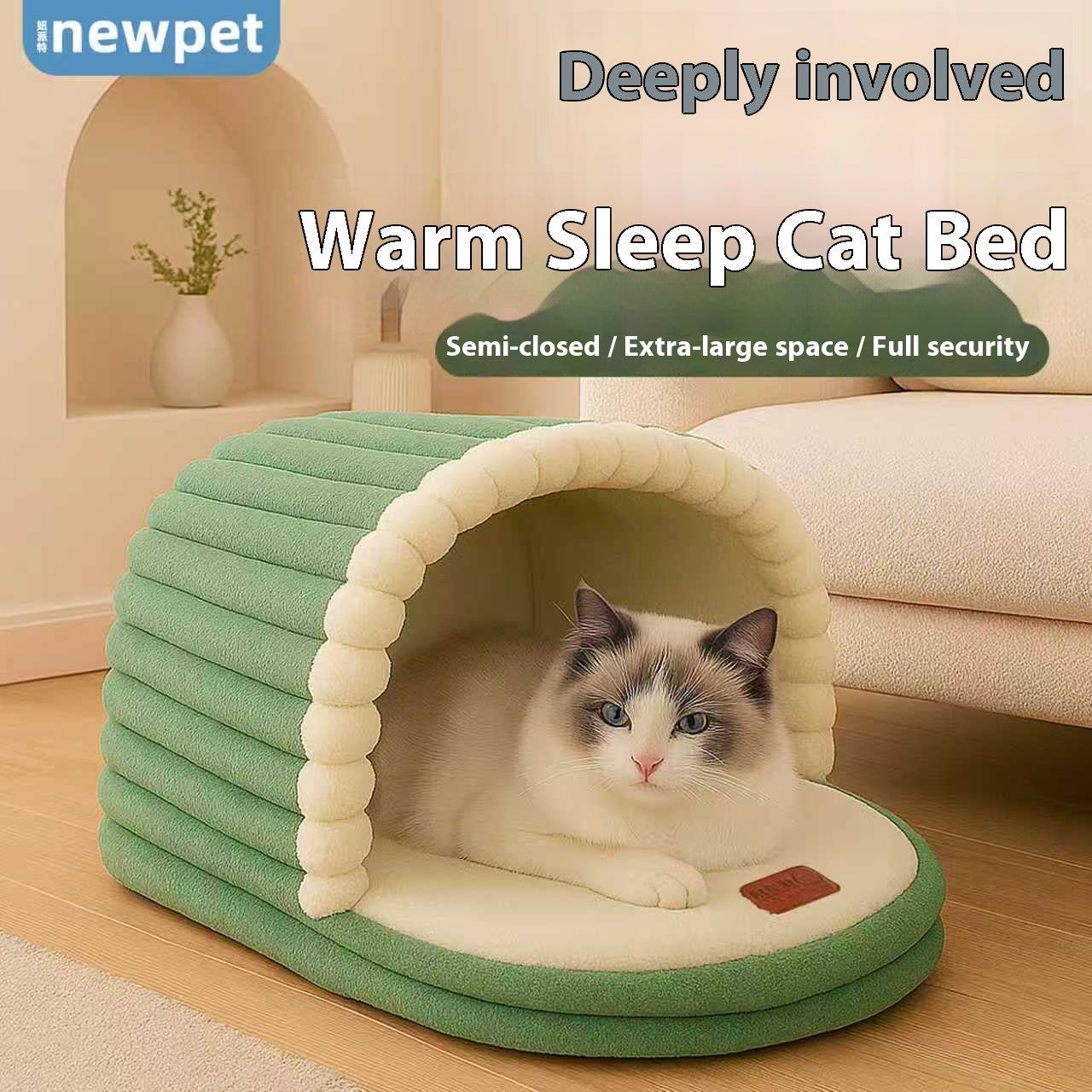 Cave pet nest; Winter warm, anti-slip, small soft and comfortable sleeping bag for dogs and cats
