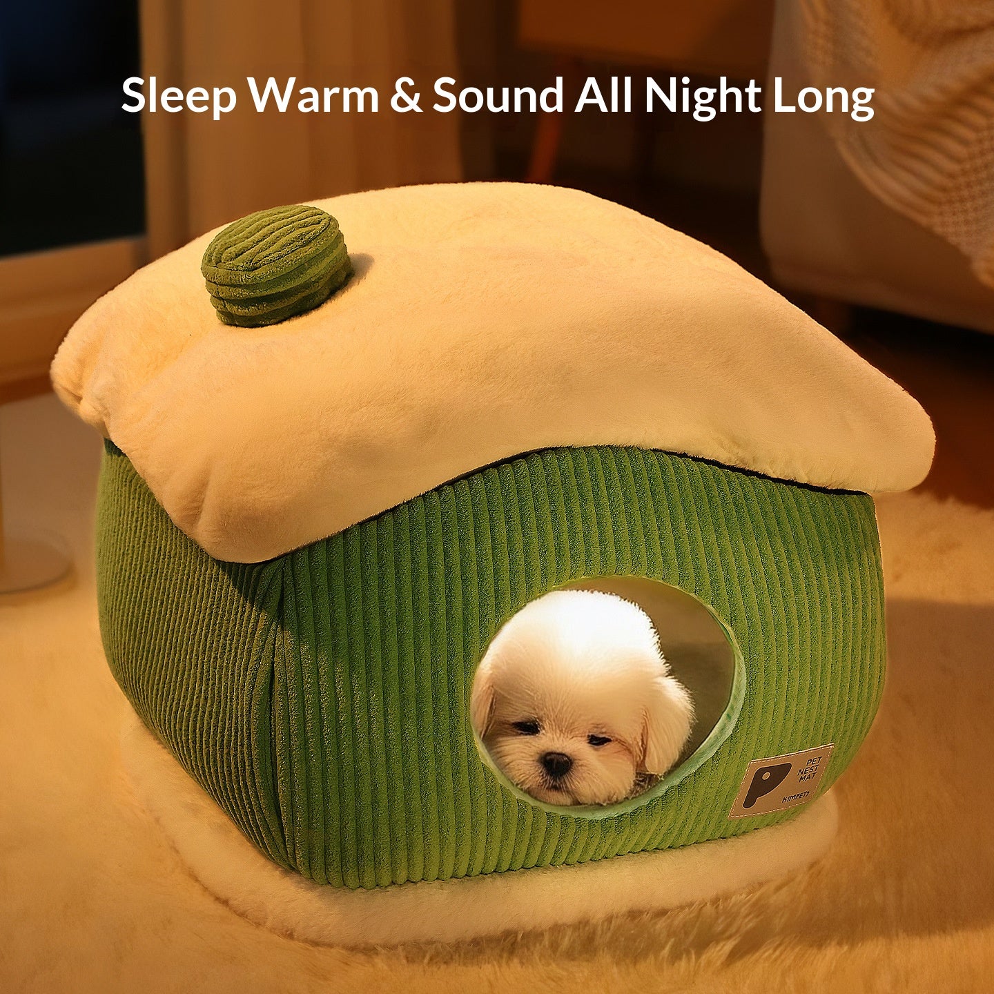 Snow house-shaped pet bed; Cartoon semi-enclosed thickened cat and dog beds; Detachable and washable pet bed