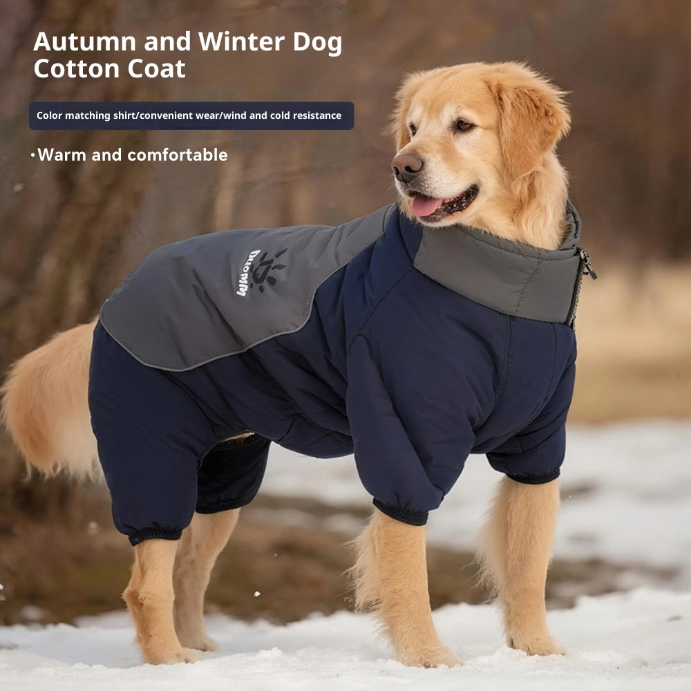 Dog autumn and winter windbreaker and cotton-padded jacket; Windproof, warm and waterproof; High-brightness and highly reflective dog cotton-padded clothing