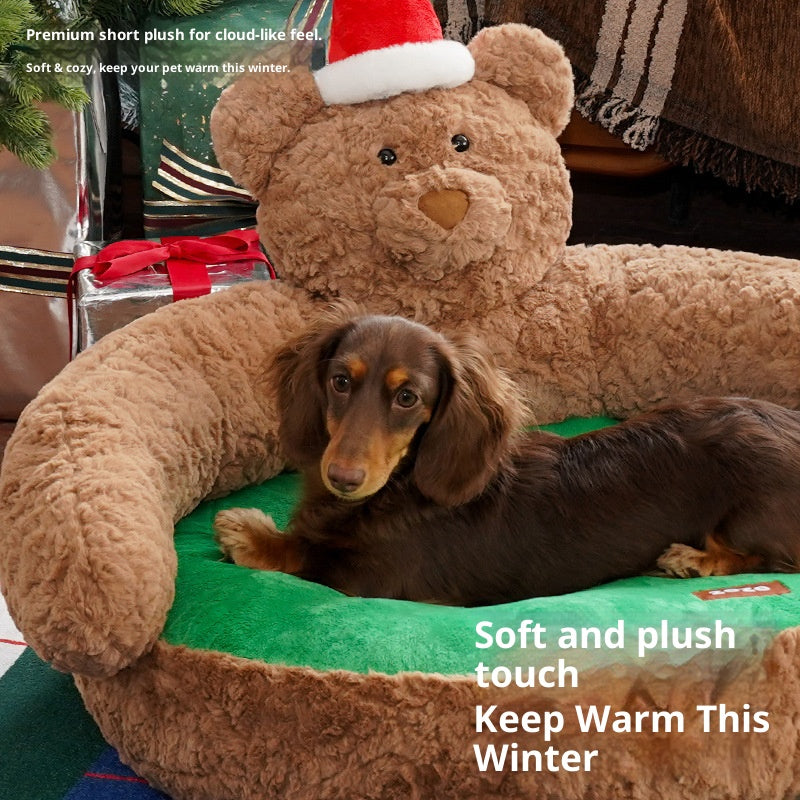 Christmas Bear pet sofa Dog beds and cat beds are suitable for all four seasons. Open pet bed Small dog kennel