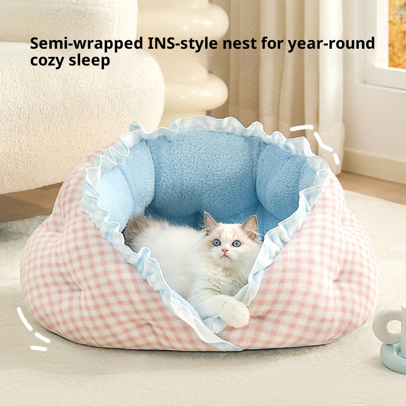 Semi-enclosed InS-style pet bed; Cats sleep in cat beds. All-season pet bed; Dog mat sofa, princess bed, cat bed