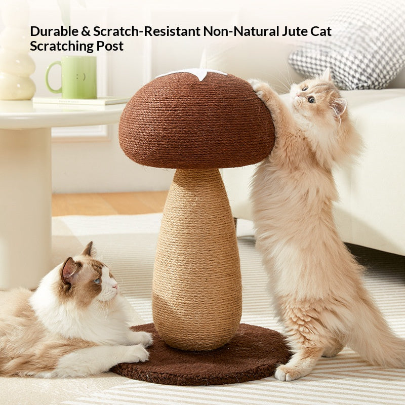 Cute and fun mushroom cat Scratch pillar Cat scratch board, sisal cat scratch post; Wear-resistant and does not shed chips; Mushroom standing claw grinding toy Cat supplies