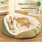 Color-blocking high-backrest dog house; Fully enclosed sofa dog bed cushion; Thick and large doghouse winter Seasonal warm pet bed