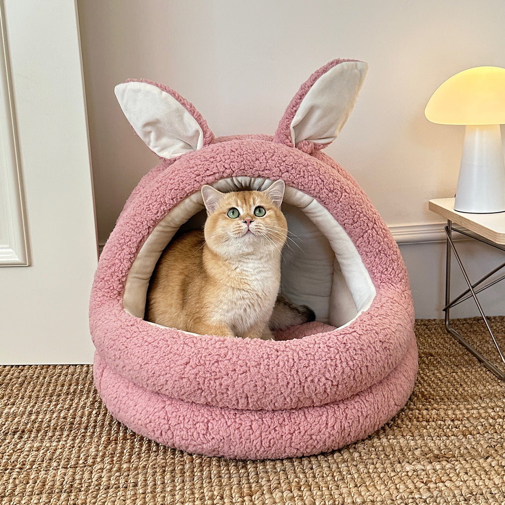 Animal-shaped yurt cat bed A large semi-enclosed dog house for keeping cats warm in winter; Detachable and washable pet bed
