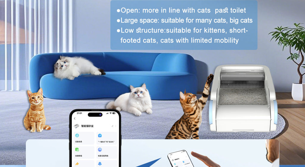Automatic Litter Scooper Cat Litter Box Pet Cat Smart Litter Box Cleaning Device Anti-Splash Cat Toilet WiFi Control