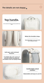 Outdoor Cat Carrier Bag Large Capacity Transparent Cat Dog Carrier Backpack Breathable Space Capsule Pet Supplies