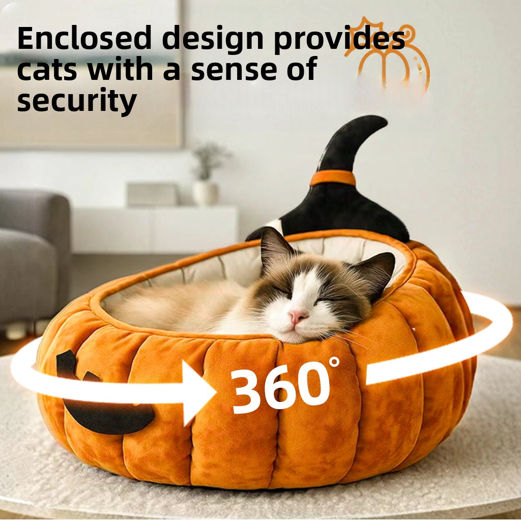 Round pumpkin-shaped pet beds, Christmas cat beds and dog beds, warm sofa bed pet pads, thickened sofa beds for cats in all seasons