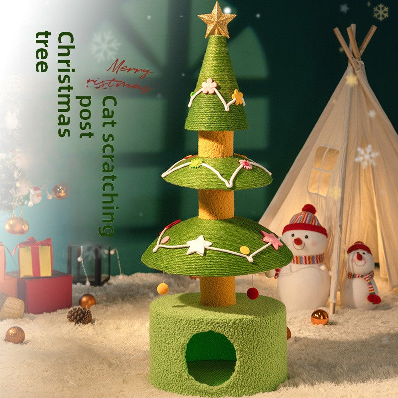 Christmas Tree Sisal Cat Scratching Board Wear-Resistant Non-Shedding Cat Claw Board Cat Climbing Frame Nest Integrated Cat Scratching Post Cat Toy