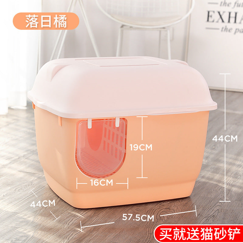 Large-capacity corridor-style cat litter box; Fully enclosed; Prevent sand from being brought into the house. Isolate odors and unpleasant smells; Dry-wet separation Large capacity, suitable for multi-cat families