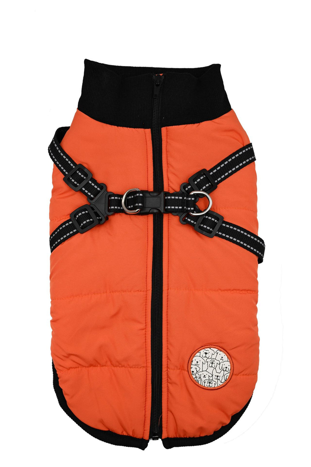 One-piece dog cotton-padded jacket for the chest and back; Autumn and winter dog cotton-padded jacket with zipper on the back; Warm and thickened chest and back one-piece design