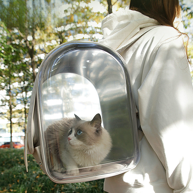 Outdoor Cat Carrier Bag Large Capacity Transparent Cat Dog Carrier Backpack Breathable Space Capsule Pet Supplies