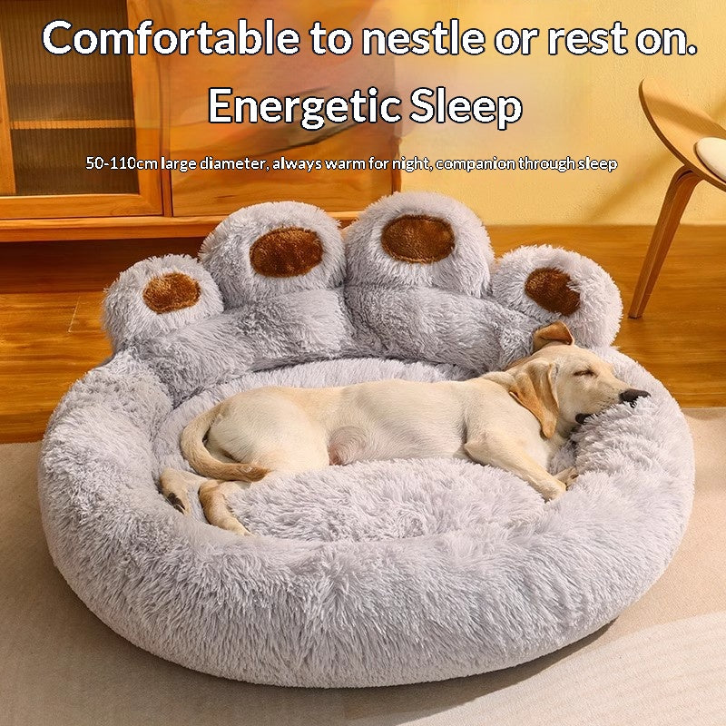 Bear palm-shaped pet bed; A warm dog bed for medium and large-sized dogs in winter. Fleece sofa sleeping pad All-season pet supplies