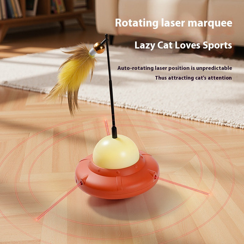 Multi-functional cat toy; Laser + cat teaser two-in-one pet cat toy