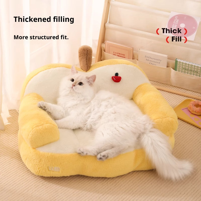 Apple-shaped sofa bed; Winter warm kitten bed; Winter cat sleeping bed; All-season sofa for pets