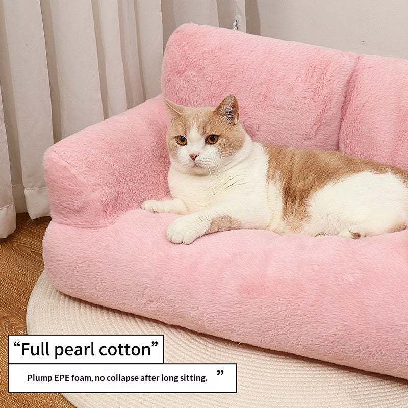 Plush sofa pet bed; Cat bed, large cat bed, pet bed; Cat sofa Winter warm dog and pet bed supplies