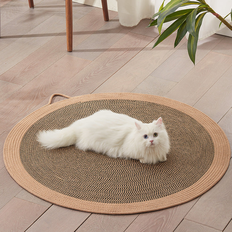 Rattan pet round mat: Cat mat for sleeping; Wear-resistant and non-flaking pet supplies; Rattan mat cat ice pad Floor mat cat scratcher