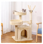Beige multi-layer sisal multi-functional cat climbing frame; Cat scratch board Cat bed Multi-level diving platform Cat tree