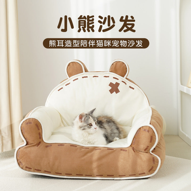 Little Bear pet sofa cat bed Suitable for all seasons; Thickened and warm winter sleeping pad; Cat supplies